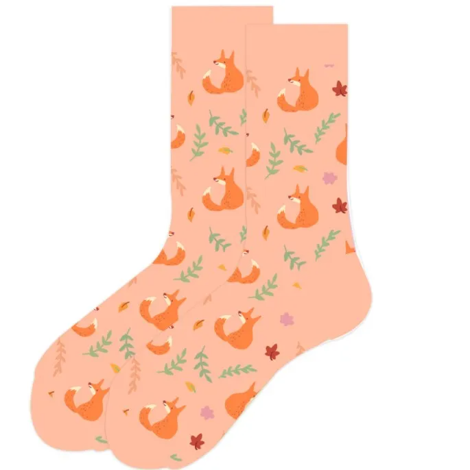 Floral Foxes Riding Socks - Tall Socks, Equestrian Riding Socks, Animal Socks