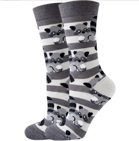 Raccoon Socks - Tall Socks, Equestrian Riding Socks, Animal Socks