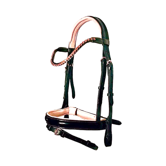 VIRGINIA SADDLERY LEATHER ROSE GOLD BRIDLE WITH WEB REINS